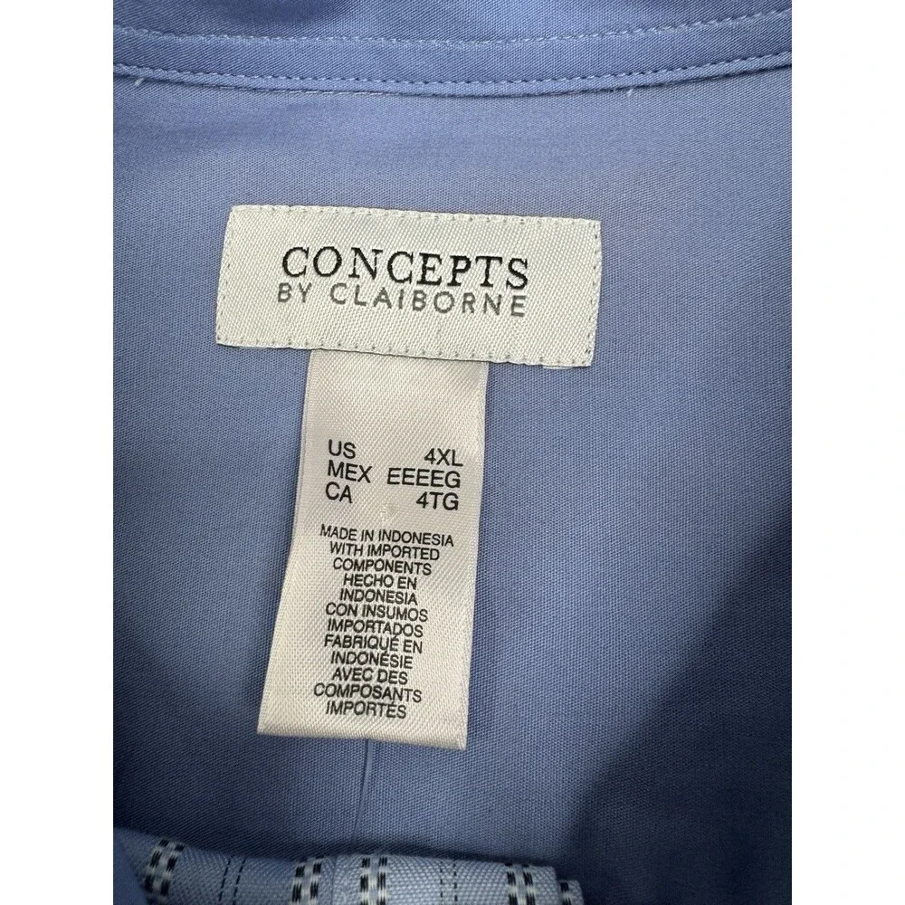 Concepts Size 4XL Big & Tall Mens Shirt Blue Stripe Long Sleeve Button Up NWT